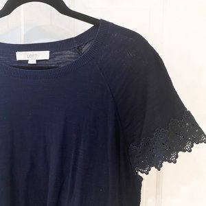 LOFT Woman’s Navy Top with Sleeve Accents